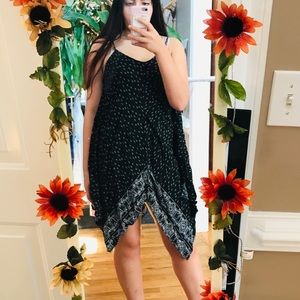 Patterned layered black and white dress